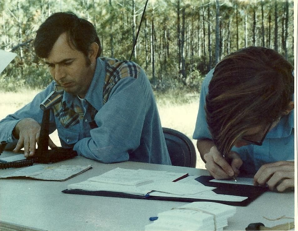 Kenneth P. Elsberry, WD4ERM, operating at Field Day in the late 1970s